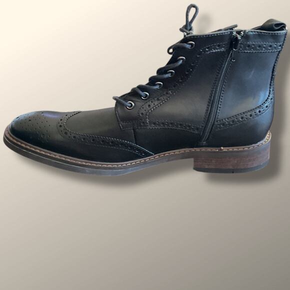 Men\'s 13 MORETTI Birmingham Side Zip Black Leather Wingtip Boots main image 11